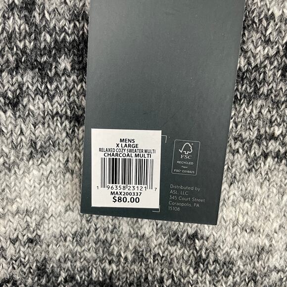 VRST Men's Relaxed Cozy Sweater Charcoal Gray Striped MAX200337 $80 MSRP Size XL - Picture 4 of 9